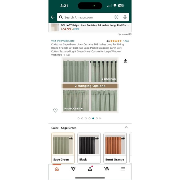 Curtains 52x108 new in package Christmas Sage green - Picture 6 of 7